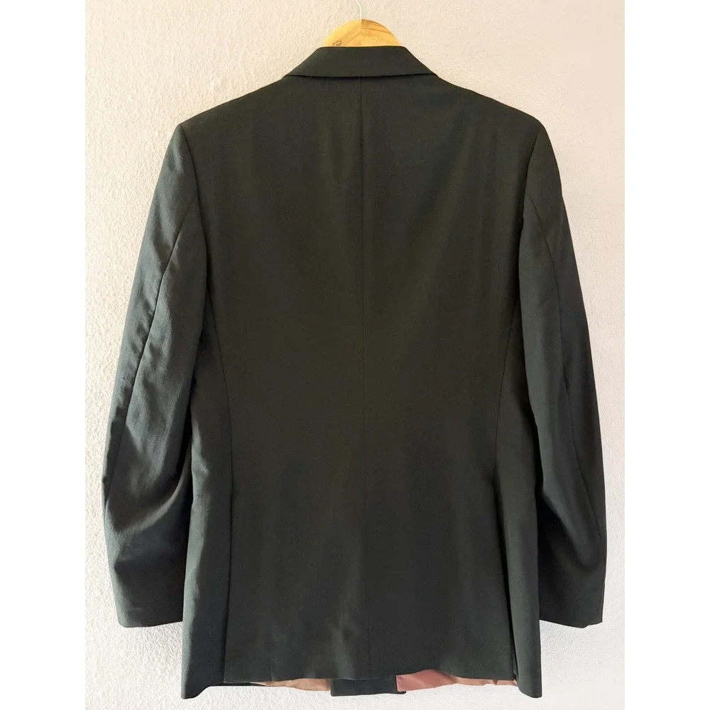 VTG Yves Saint Laurent Mens Double Breasted Tuxedo Jacket Blazer Black 38R YSL